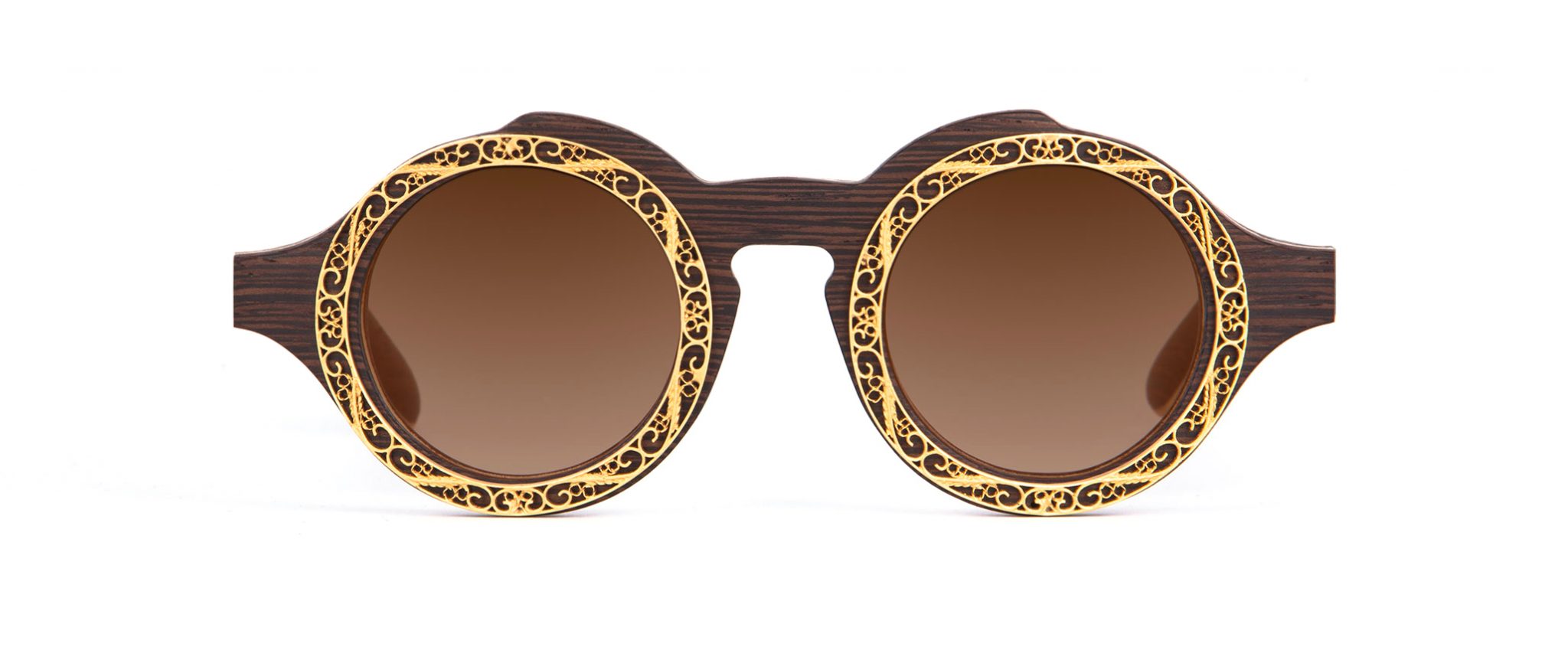 Lella Wenge Round Designer Sunglasses